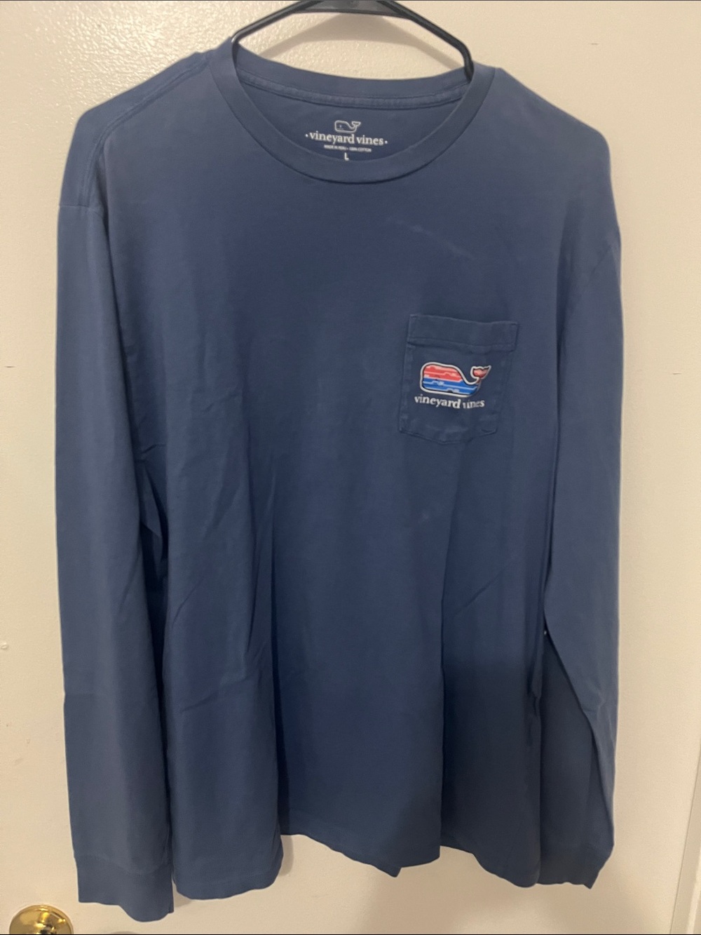 Vineyard Vines Men's Long-Sleeve Pocket Tee - Navy Blue with Whale Patch